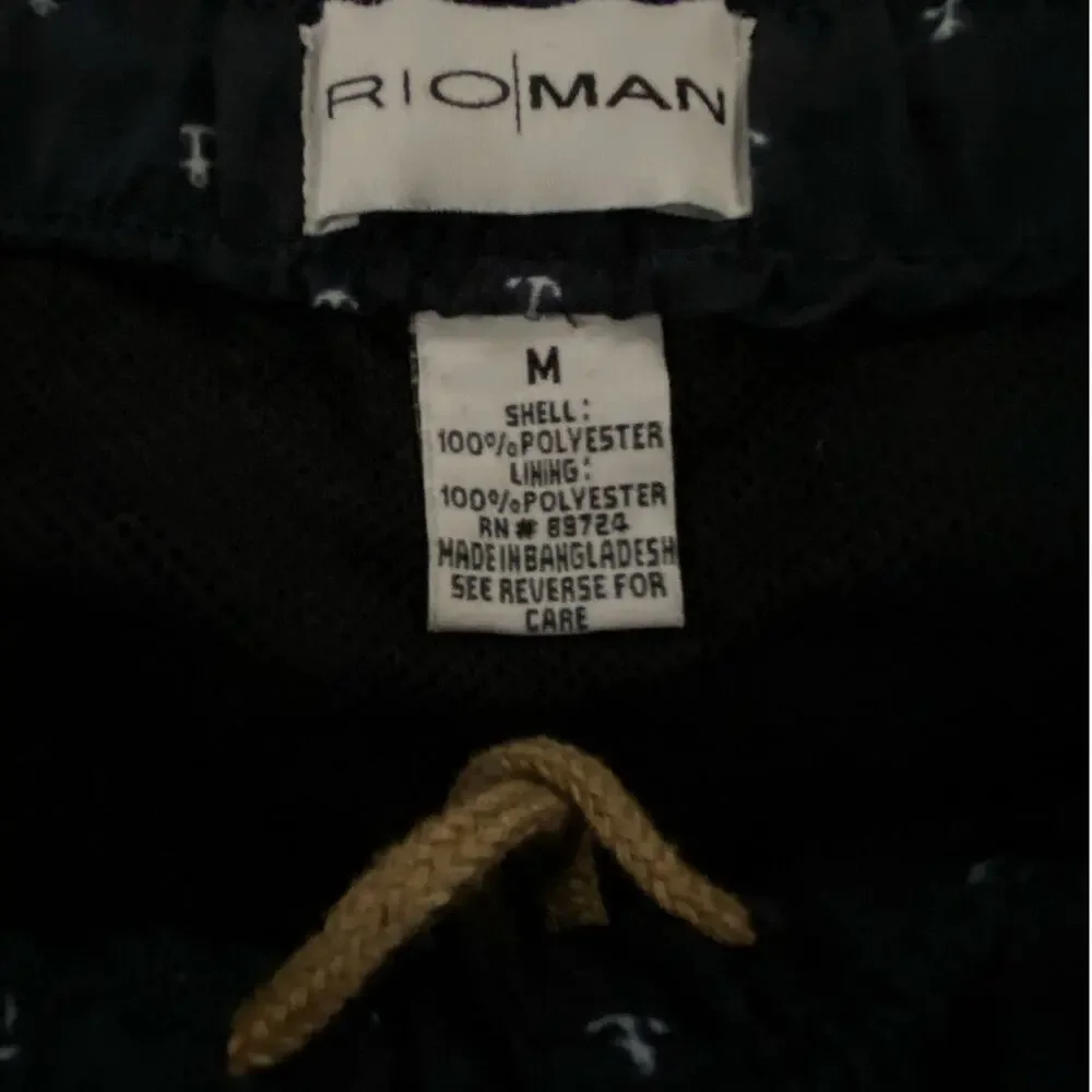 Rioman Men's Swim Trunks Medium Blue Nautical Anchors Preppy Inner Mesh Lining